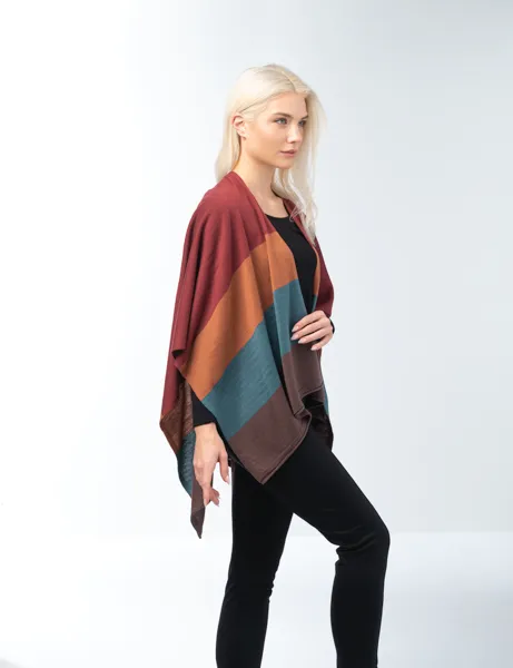 Ganz Color Block Bordeaux Cardi - Red & Orange