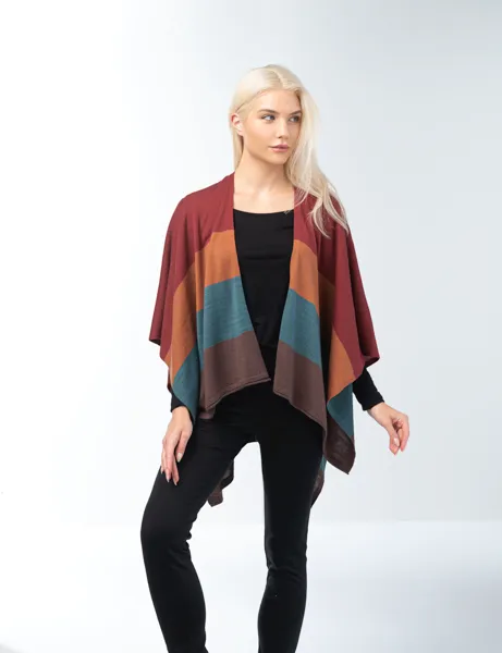 Ganz Color Block Bordeaux Cardi - Red & Orange