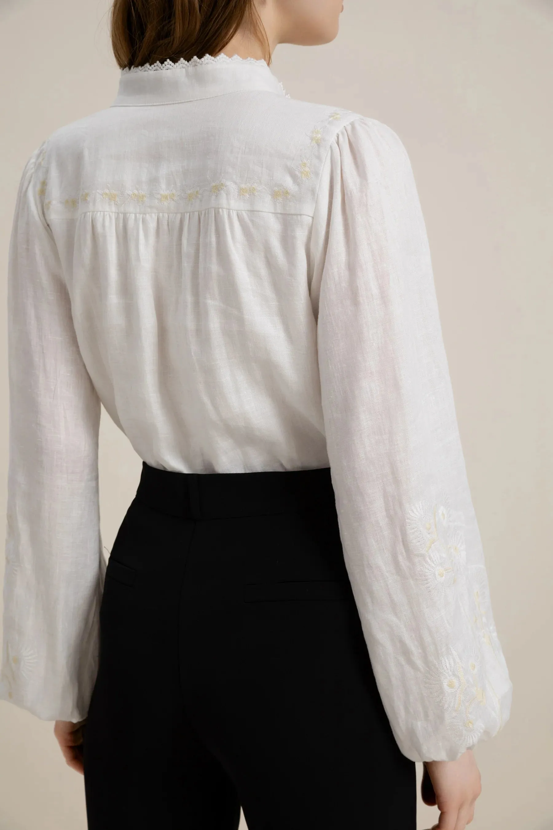 GDS Kierra Linen Button Blouse  | White