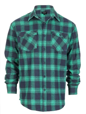 Gioberti Men's Green / Black Plaid Checkered Brushed Flannel Shirt