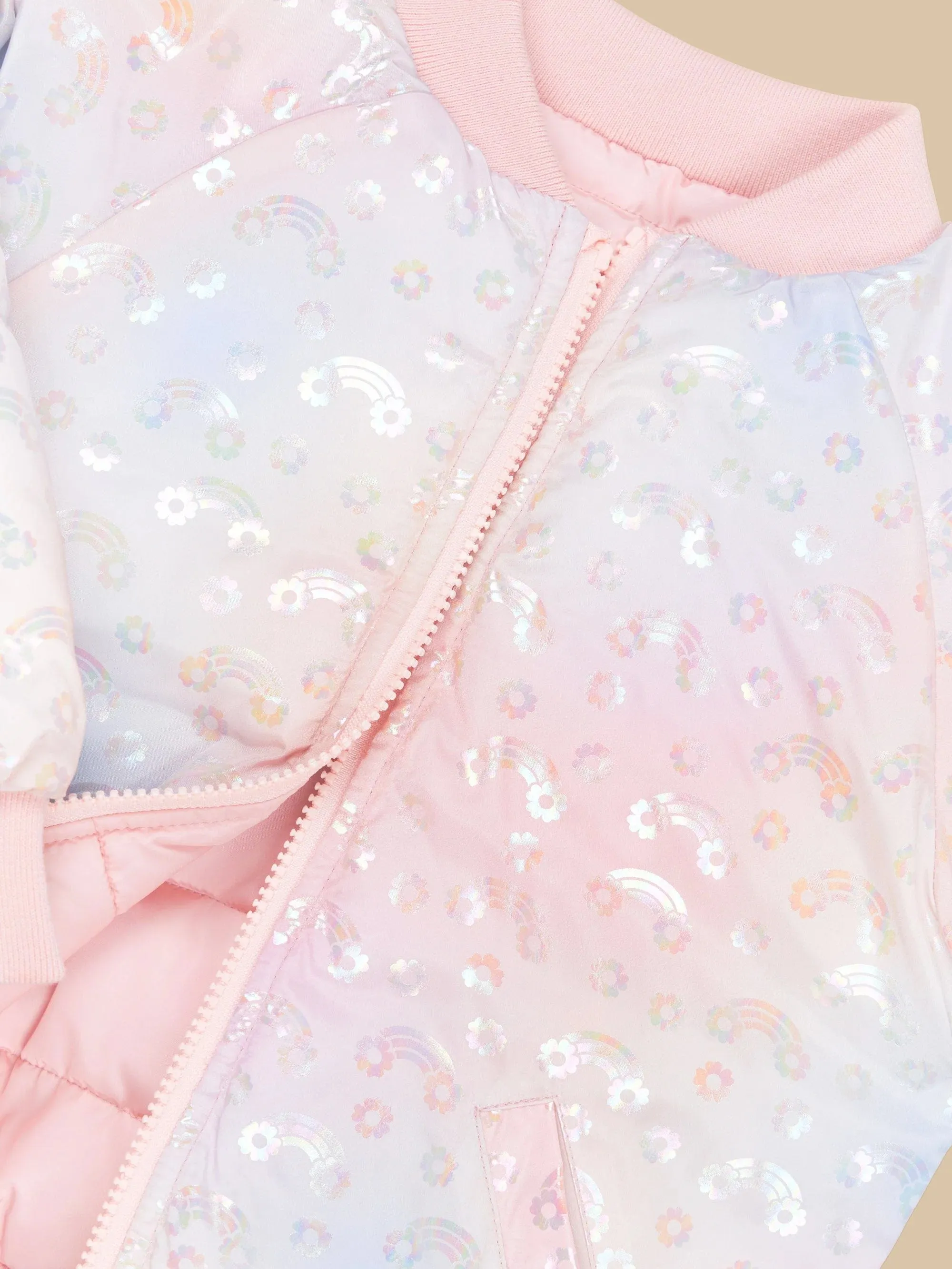 Girl rainbow reversible bomber