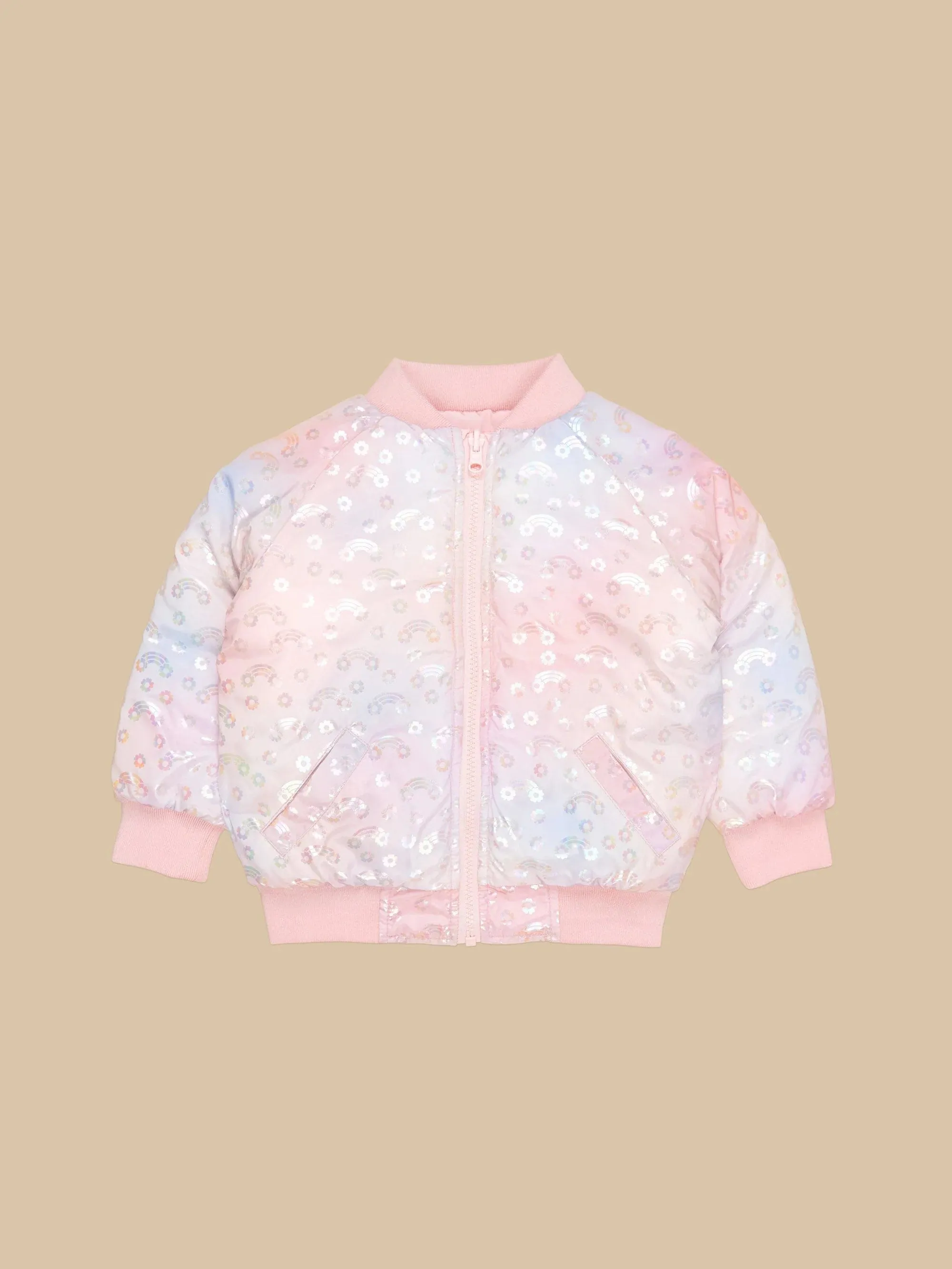 Girl rainbow reversible bomber