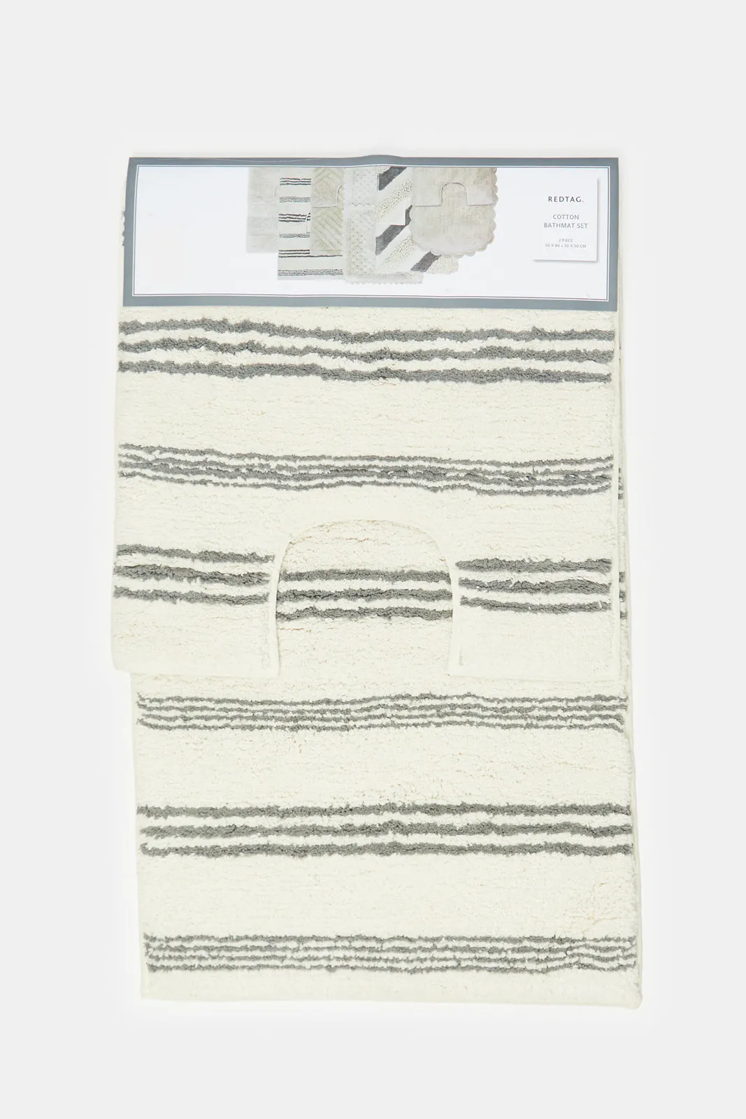 Grey Stripes Cut Pile Bathmat (2 Piece)