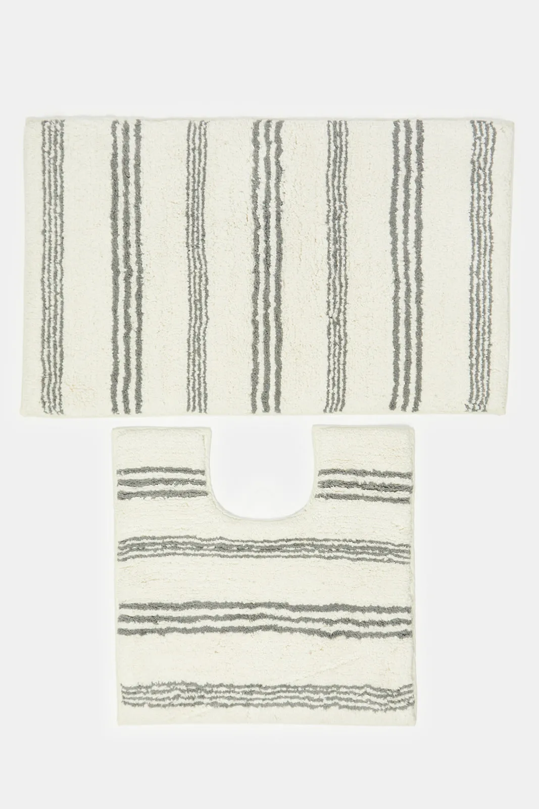 Grey Stripes Cut Pile Bathmat (2 Piece)