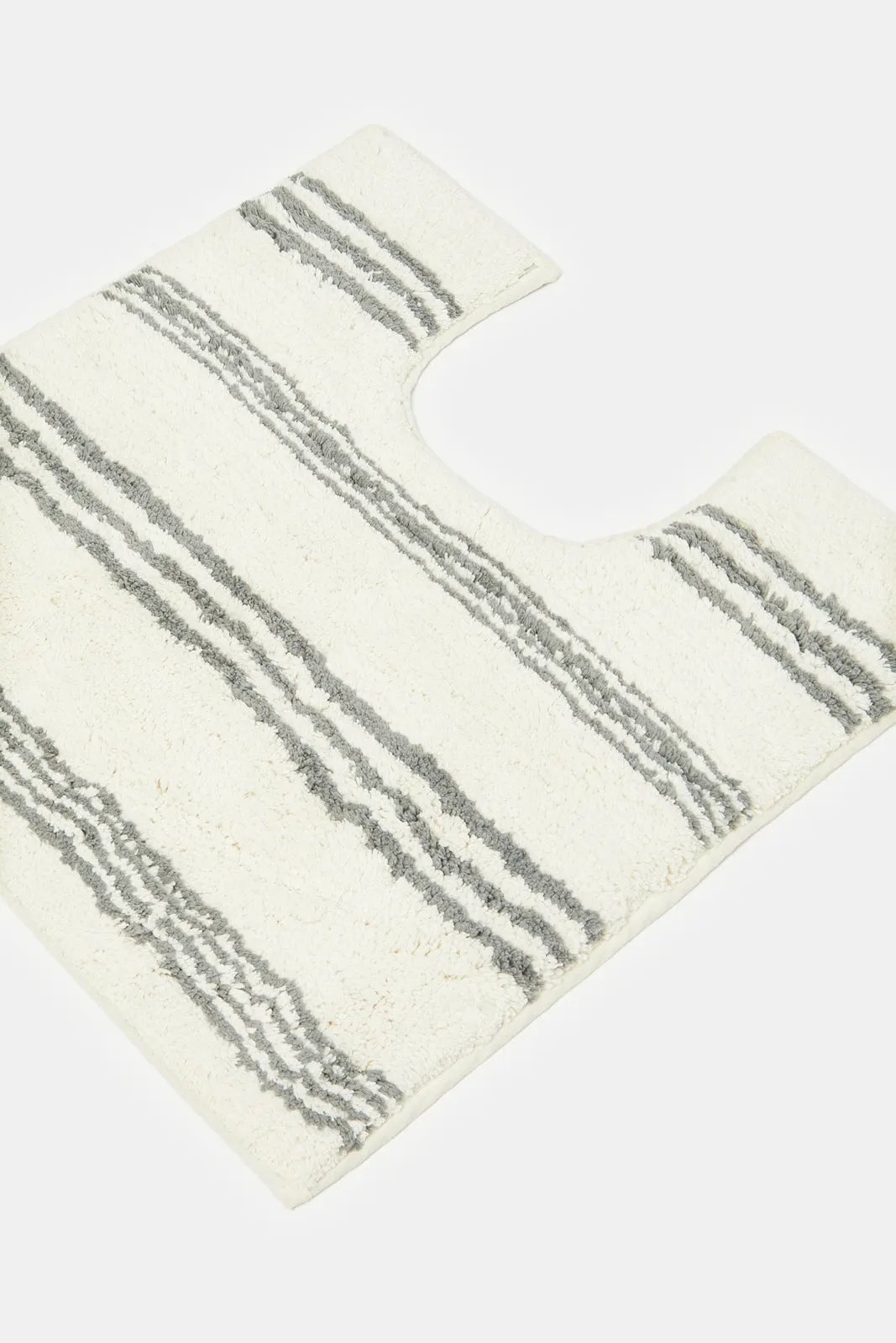 Grey Stripes Cut Pile Bathmat (2 Piece)