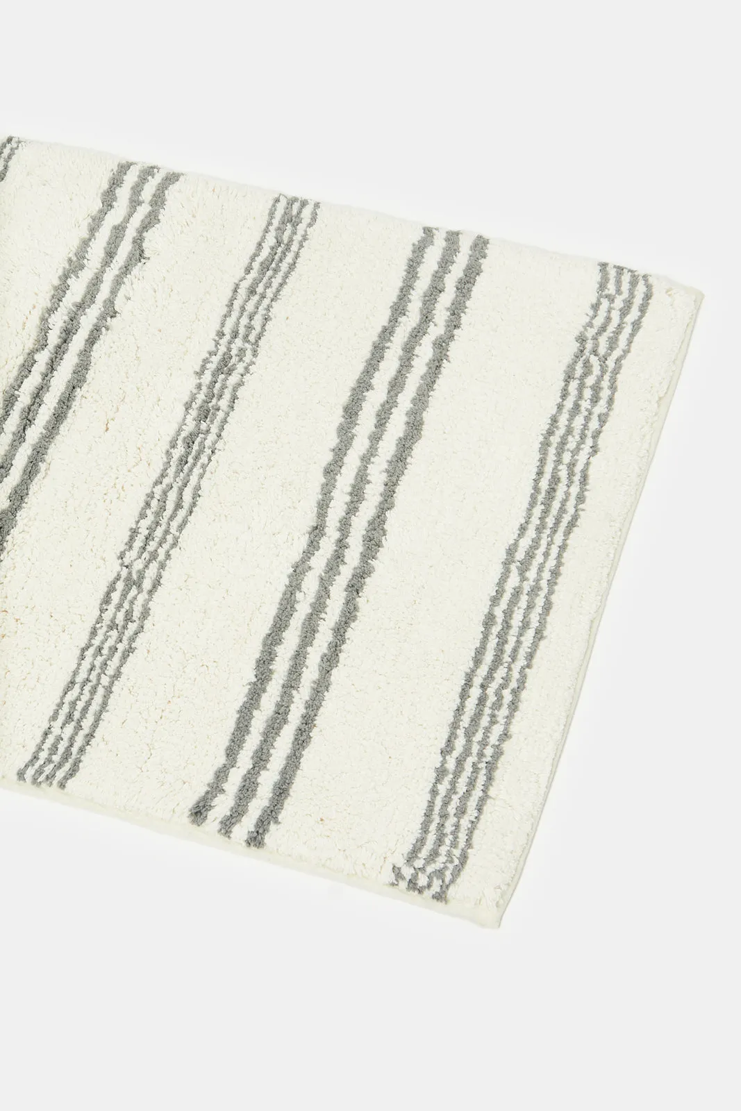 Grey Stripes Cut Pile Bathmat (2 Piece)