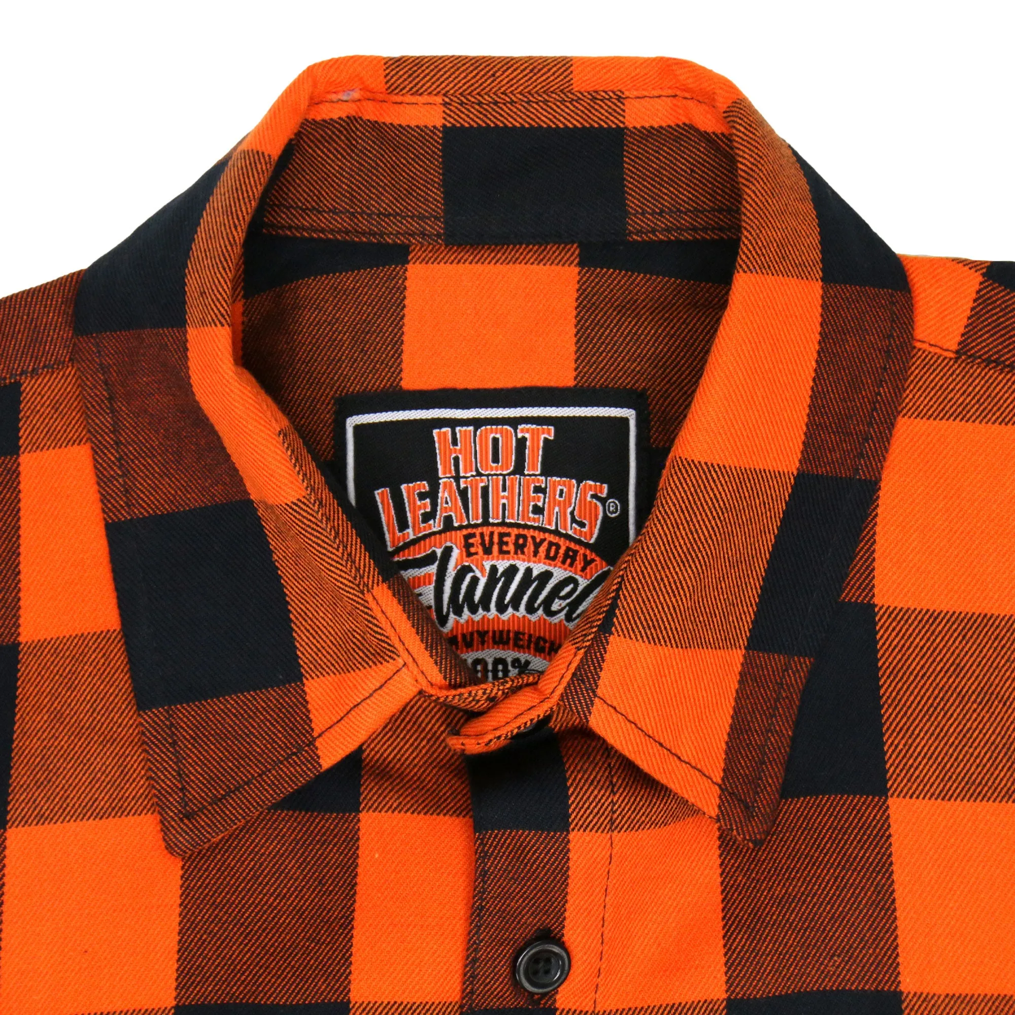 Hot Leathers No Sleeve Fringe Orange and Black Flannel FLM5210