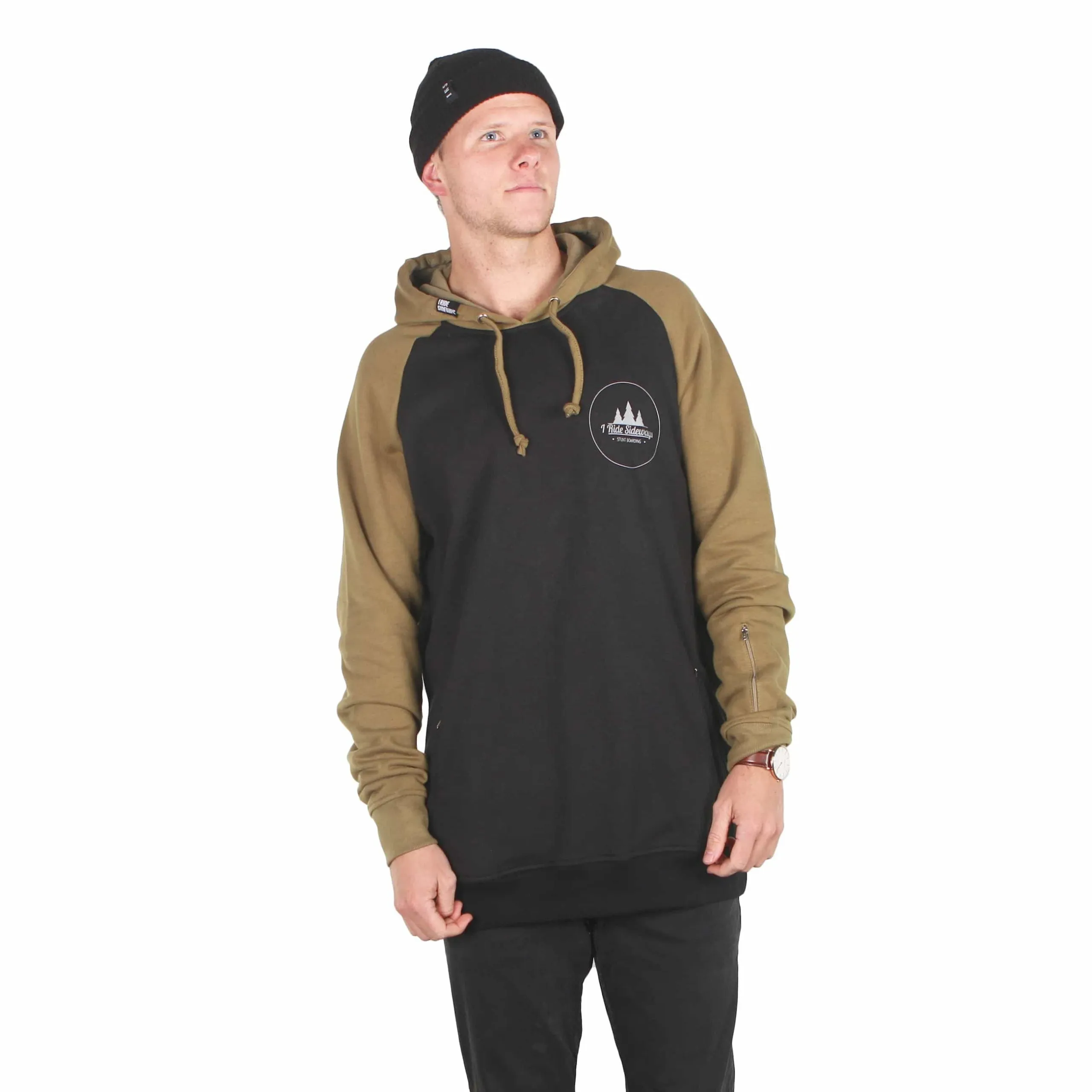 I Ride Sideways Bevo DWR Shred Fit Hoodie Mens Black / Olive