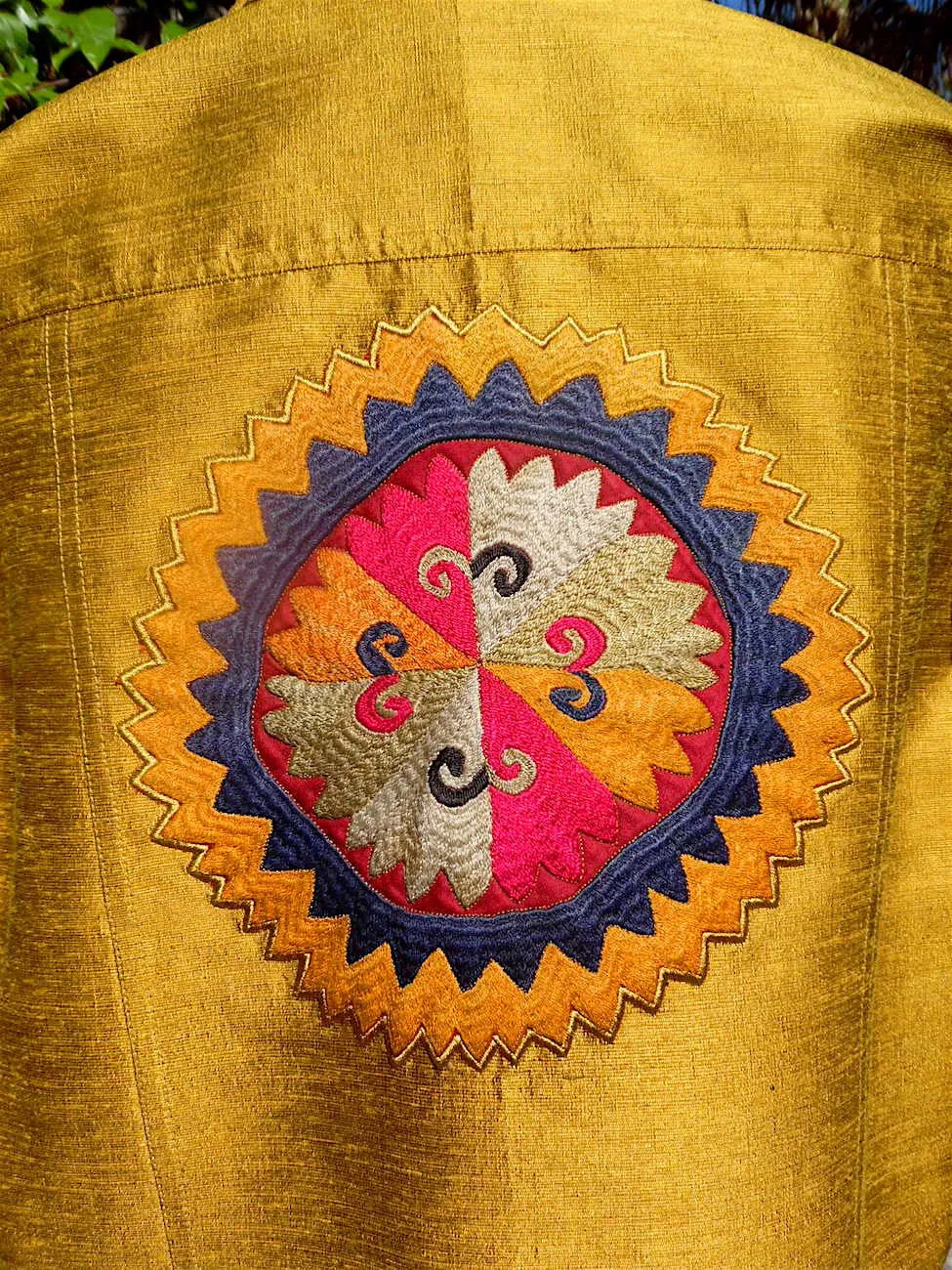 Jean Jacket Vintage Suzani Embroidery Amber