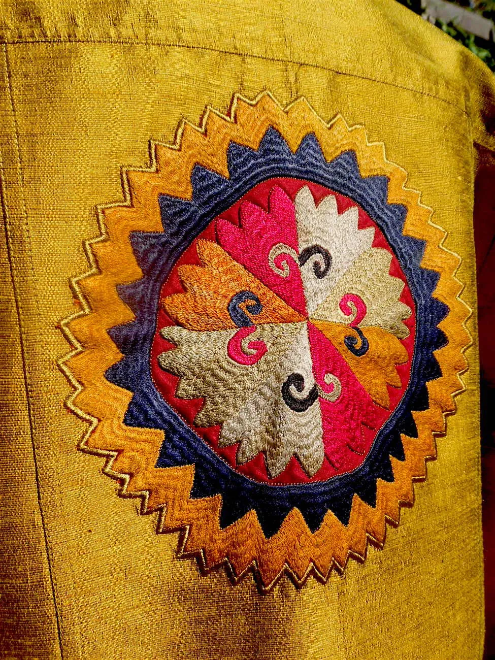 Jean Jacket Vintage Suzani Embroidery Amber