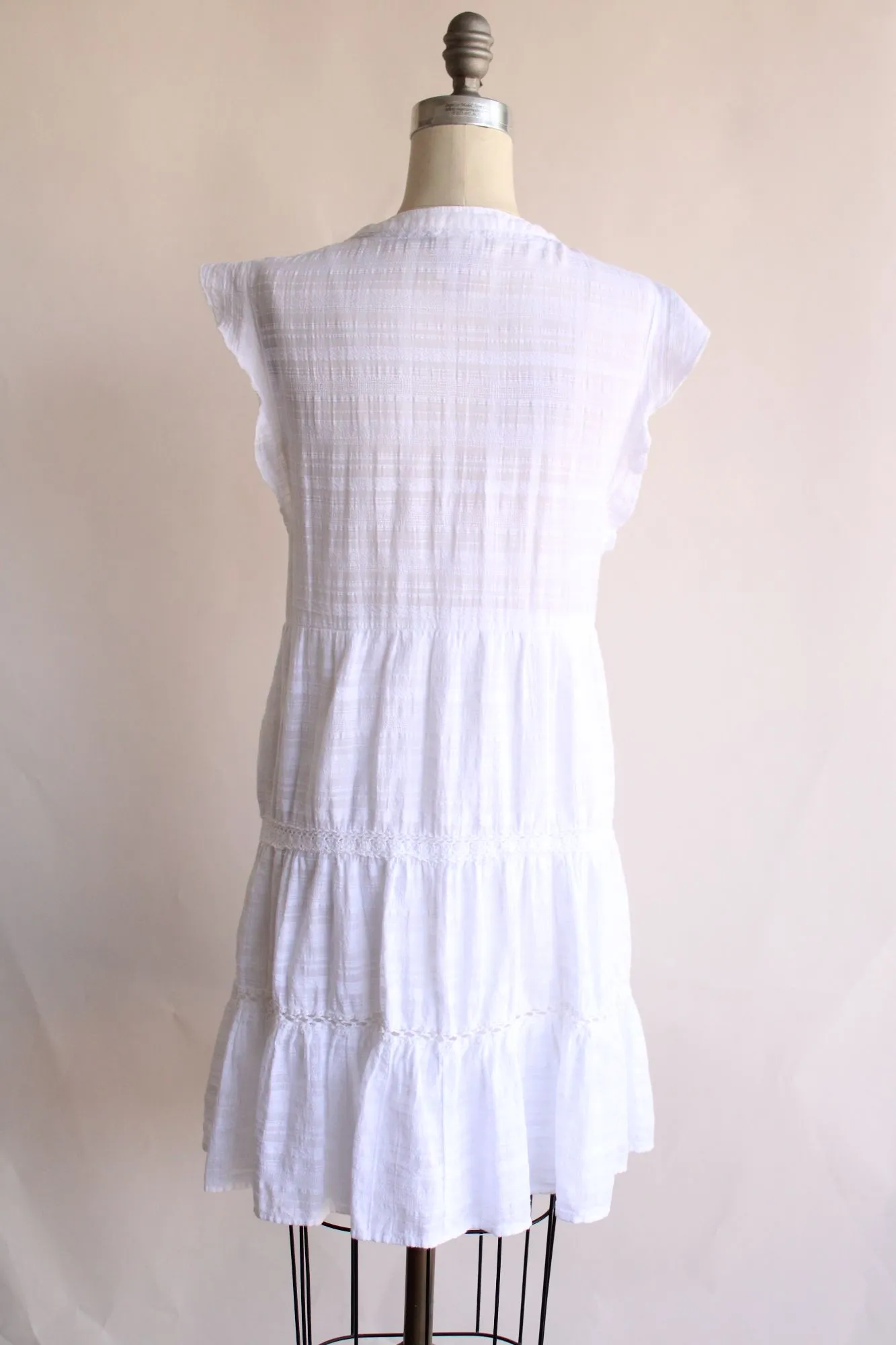 Knox Rose Womens Dress, White Cotton, Size Large, Boho Peasant Dress