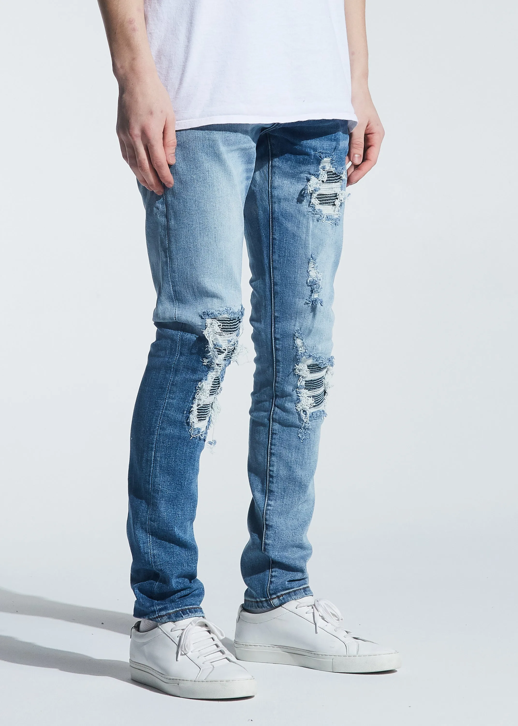 Langford Rip & Repair Denim (Patchwork Light Indigo)