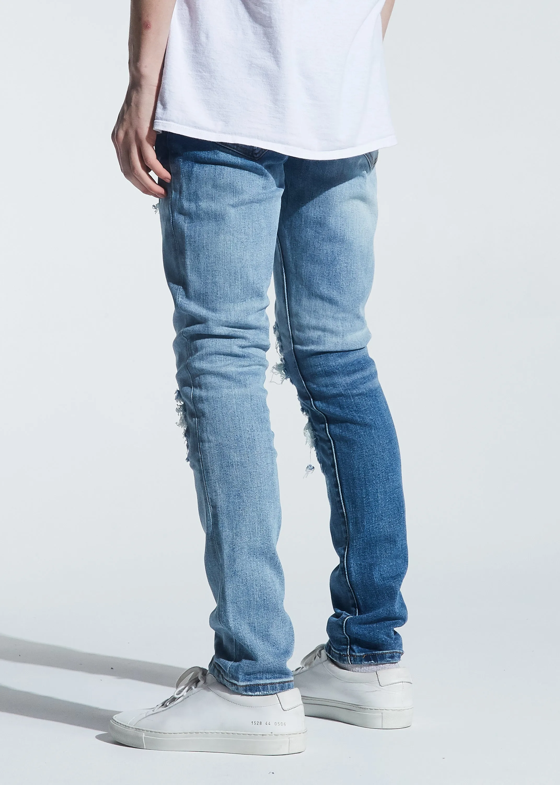 Langford Rip & Repair Denim (Patchwork Light Indigo)