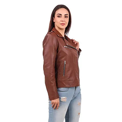 Leather Retail Faux Fur Women's Girl'S Solid Biker Jacket_Lrfrbrme004_Brown_M