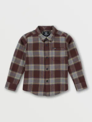 Little Boys Caden Plaid Long Sleeve Flannel - Mahogany