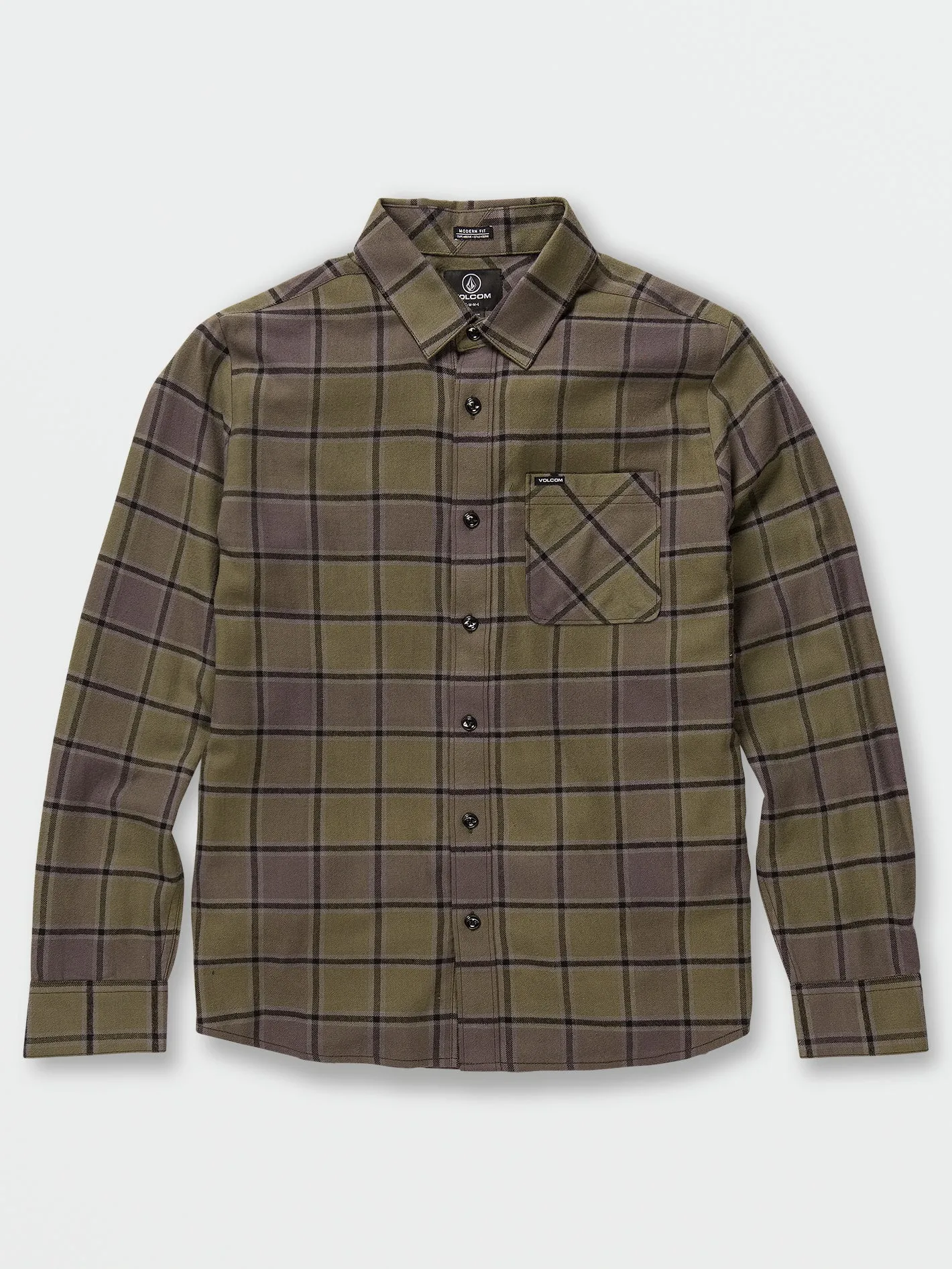 Little Boys Caden Plaid Long Sleeve Flannel - Military