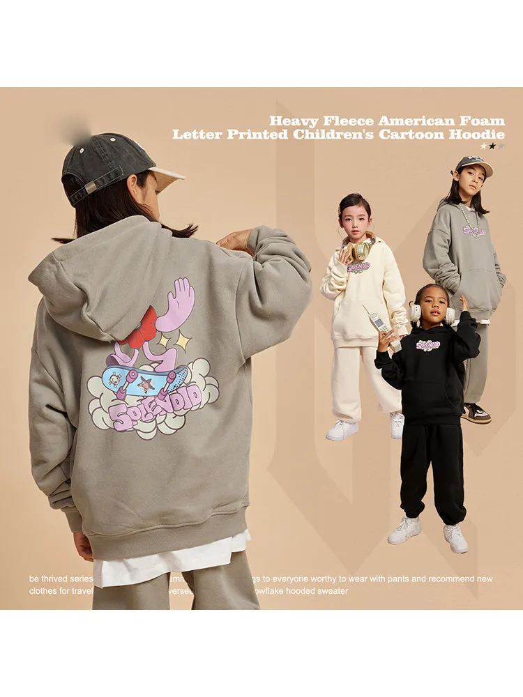 Loose-Fitting Foam Cartoon Print Kids Hoodies