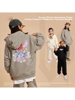 Loose-Fitting Foam Cartoon Print Kids Hoodies