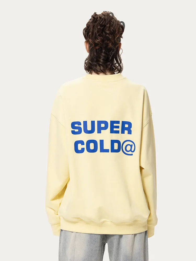 Loose-Fitting Letter Print Crewneck Hoodie