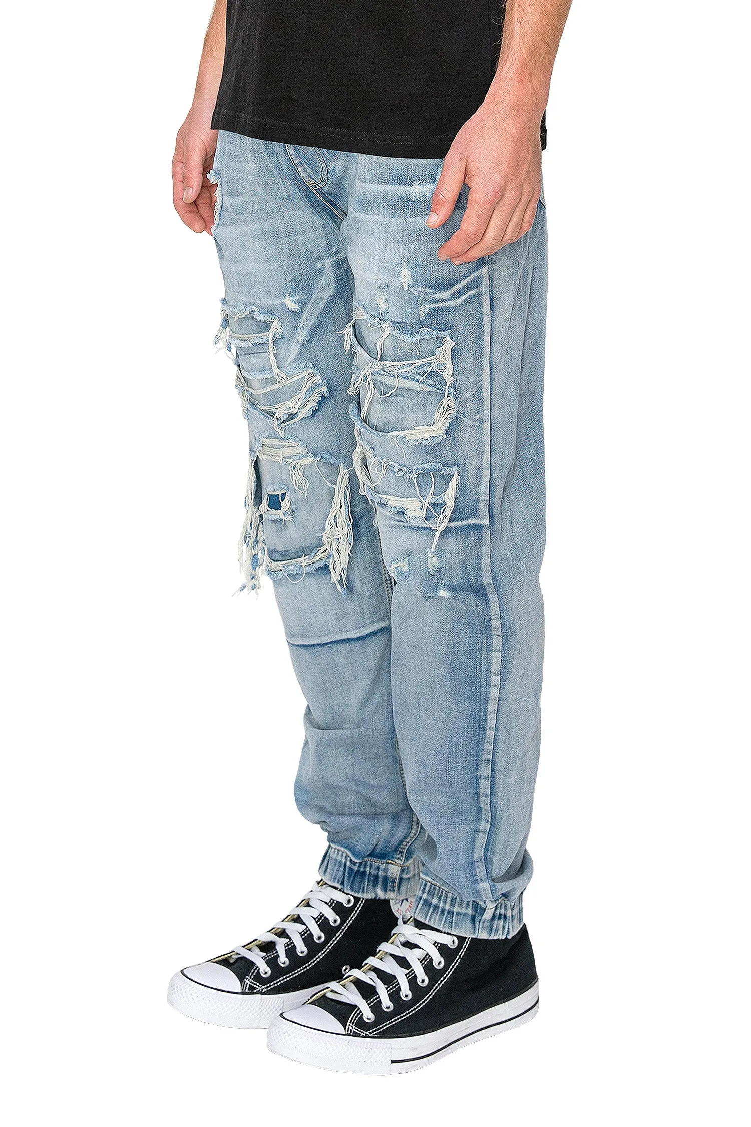 Men's Essential Distressed Denim Jogger Jeans