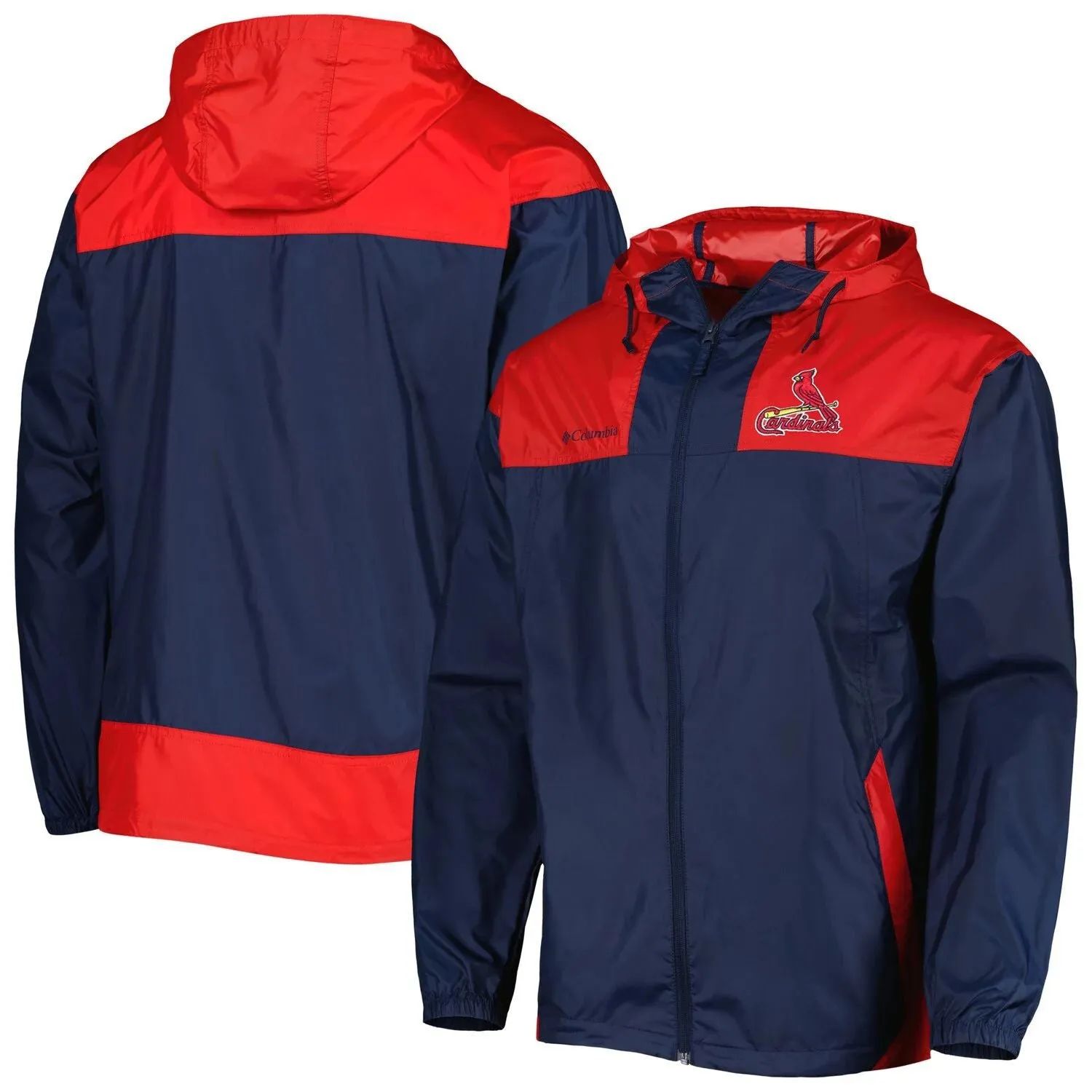 Men's Full Zip Windbreaker Navy Columbia St .  Louis Cardinals Omni-Shade Flash Forward Challenger