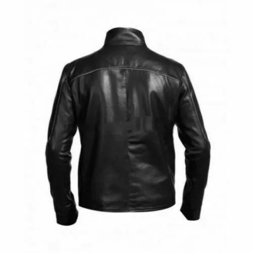 Mens Punisher Skull Head Black Leather Jacket