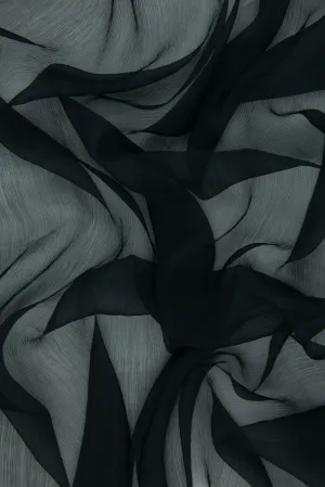 Midnight Silk Crinkled Chiffon Fabric