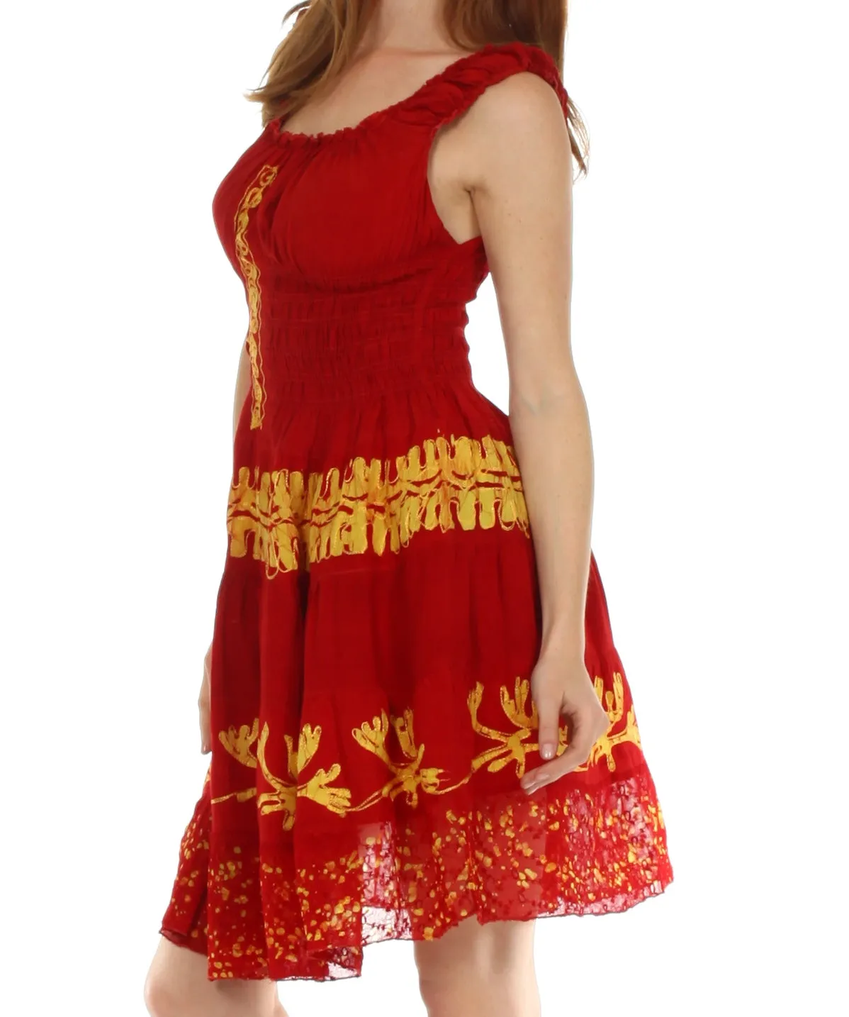 Olivia Gypsy Boho Peasant Batik Dress