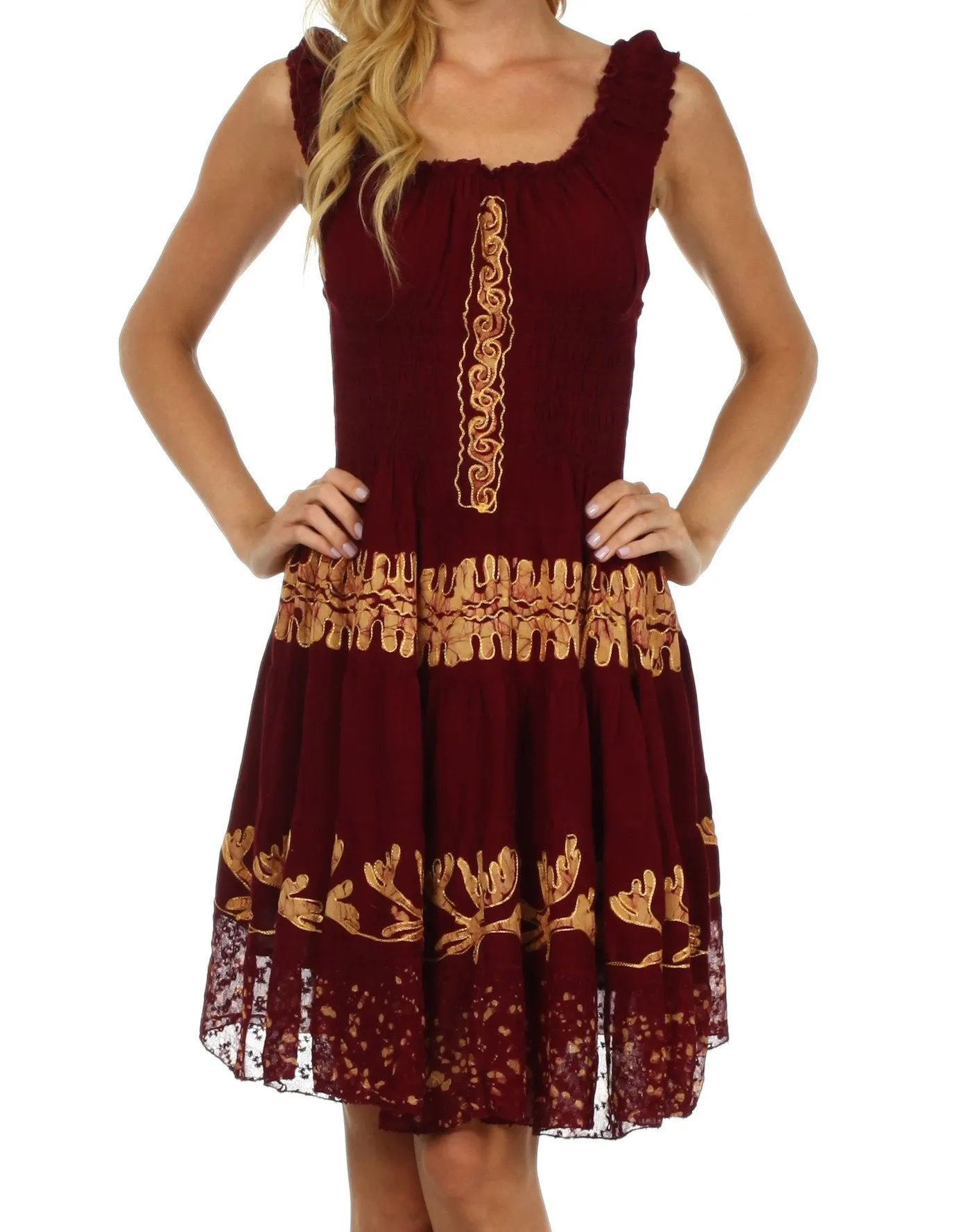 Olivia Gypsy Boho Peasant Batik Dress