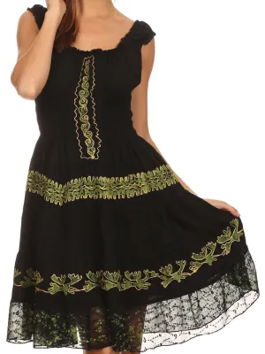 Olivia Gypsy Boho Peasant Batik Dress