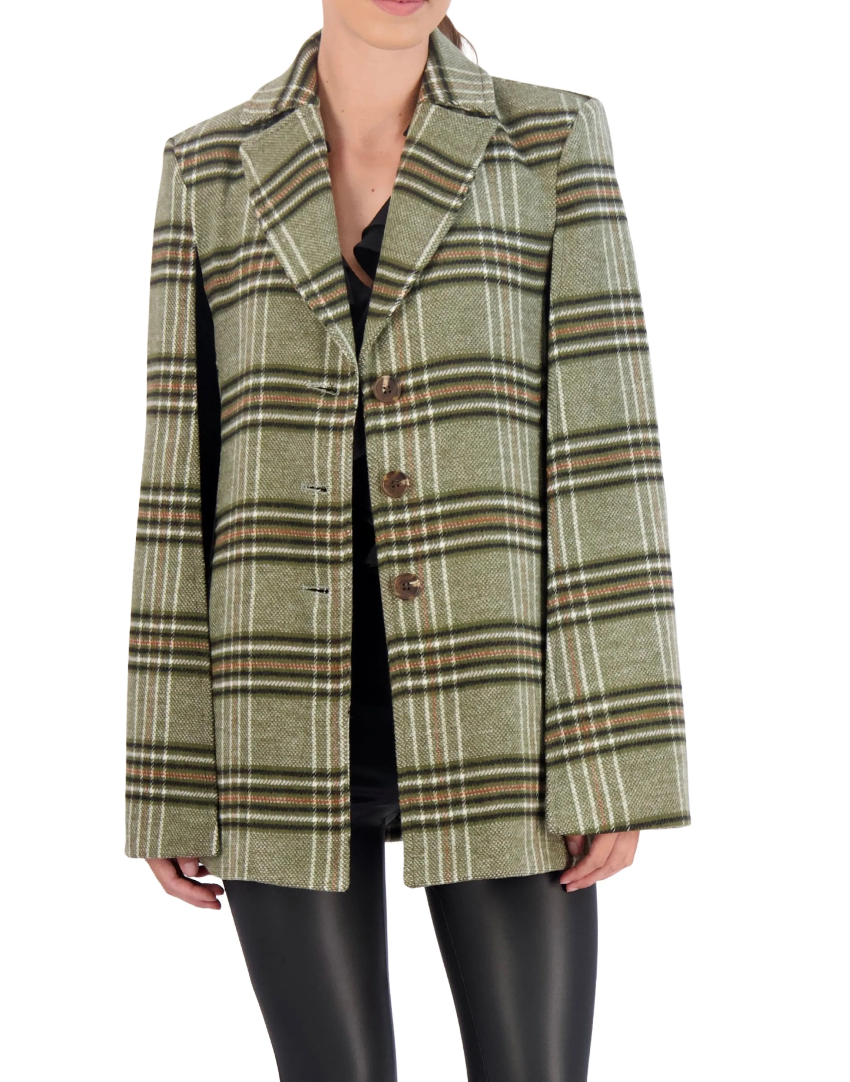 Ookie & Lala Vegan Cashmere Plaid Cape Jacket