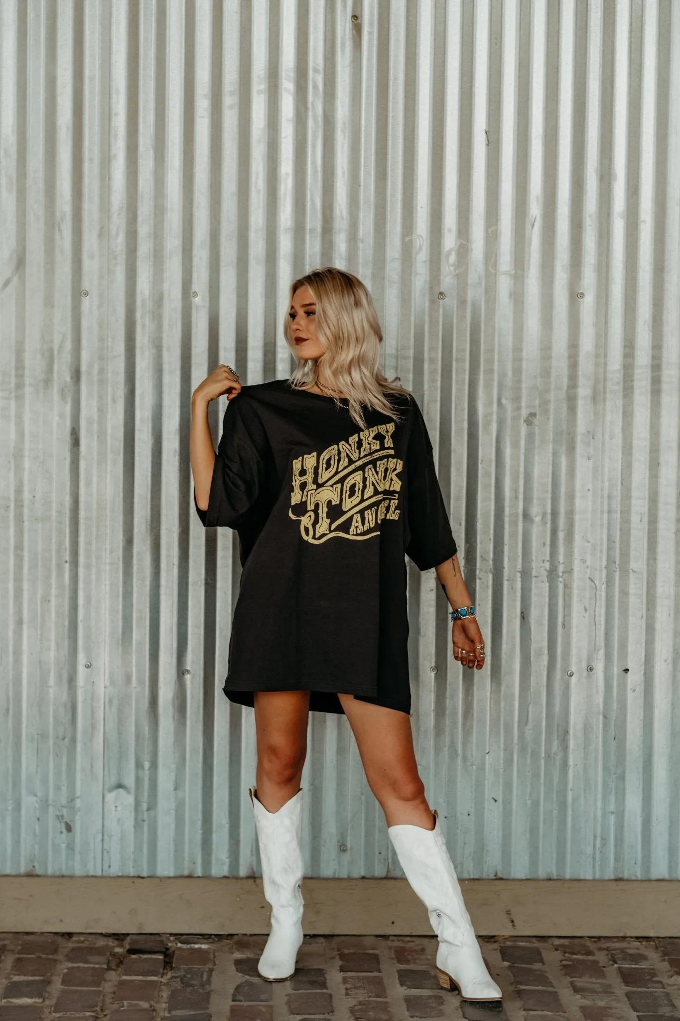 Oversized Honky Tonk Angel Graphic Tee