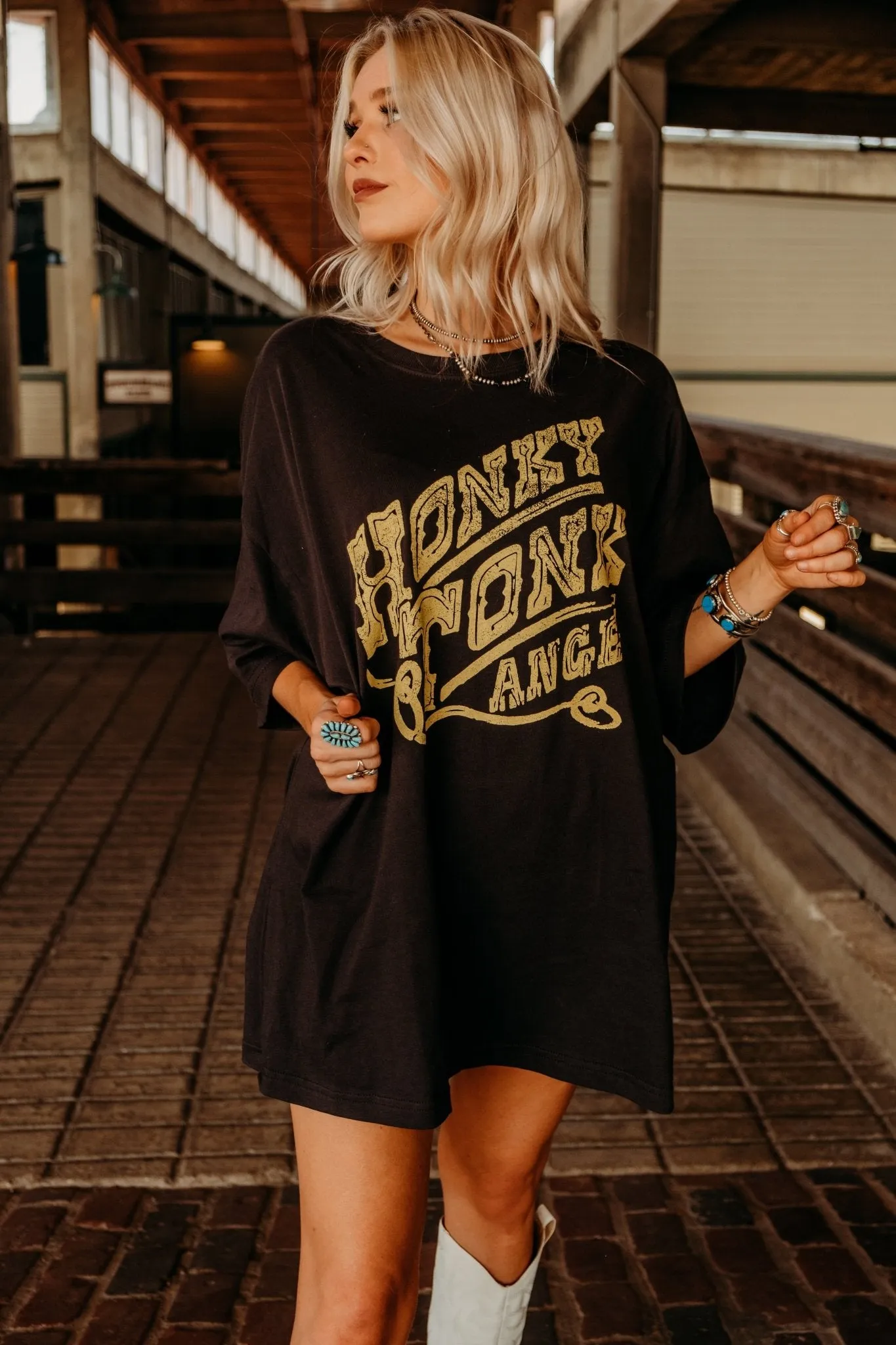 Oversized Honky Tonk Angel Graphic Tee