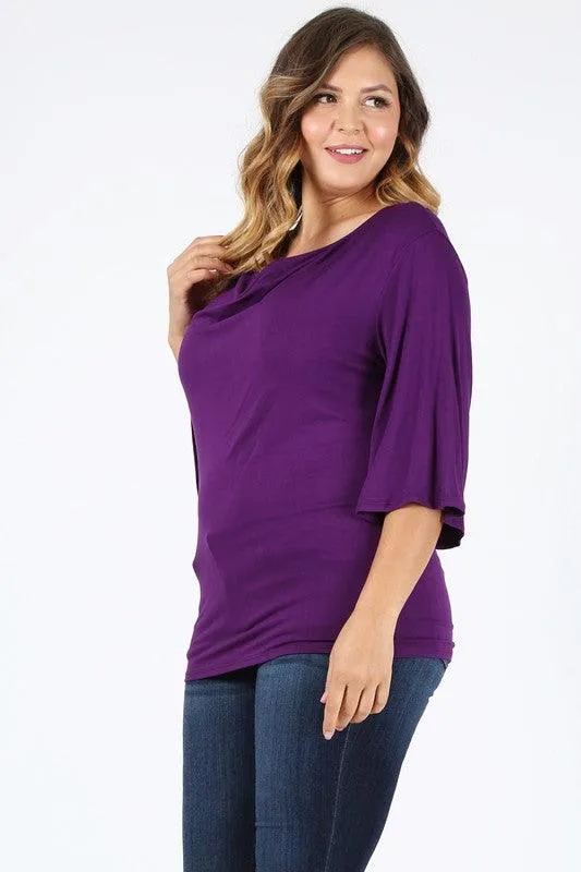 Plus size cowl neck basic top