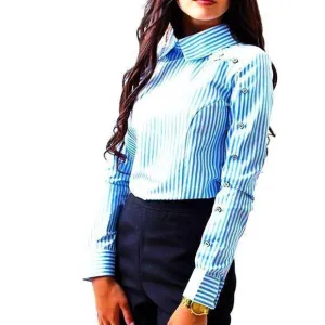 Plus Size - Striped Button Blouses  (US 6-16)