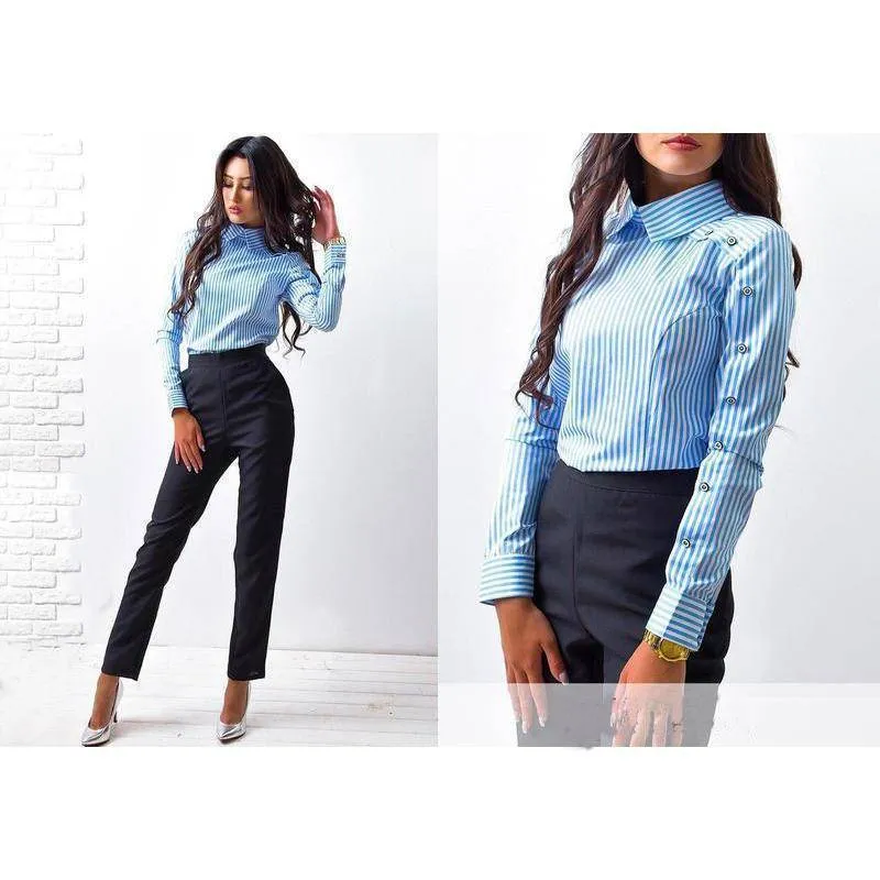 Plus Size - Striped Button Blouses  (US 6-16)