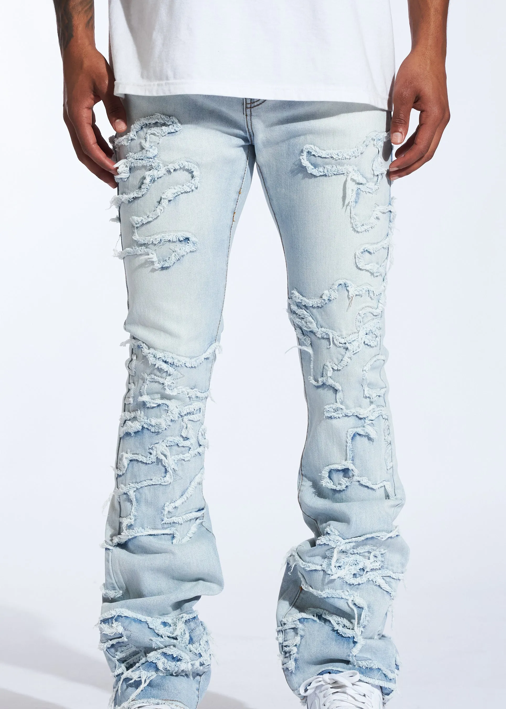 Raven Stacked Denim (Light Blue Distress)