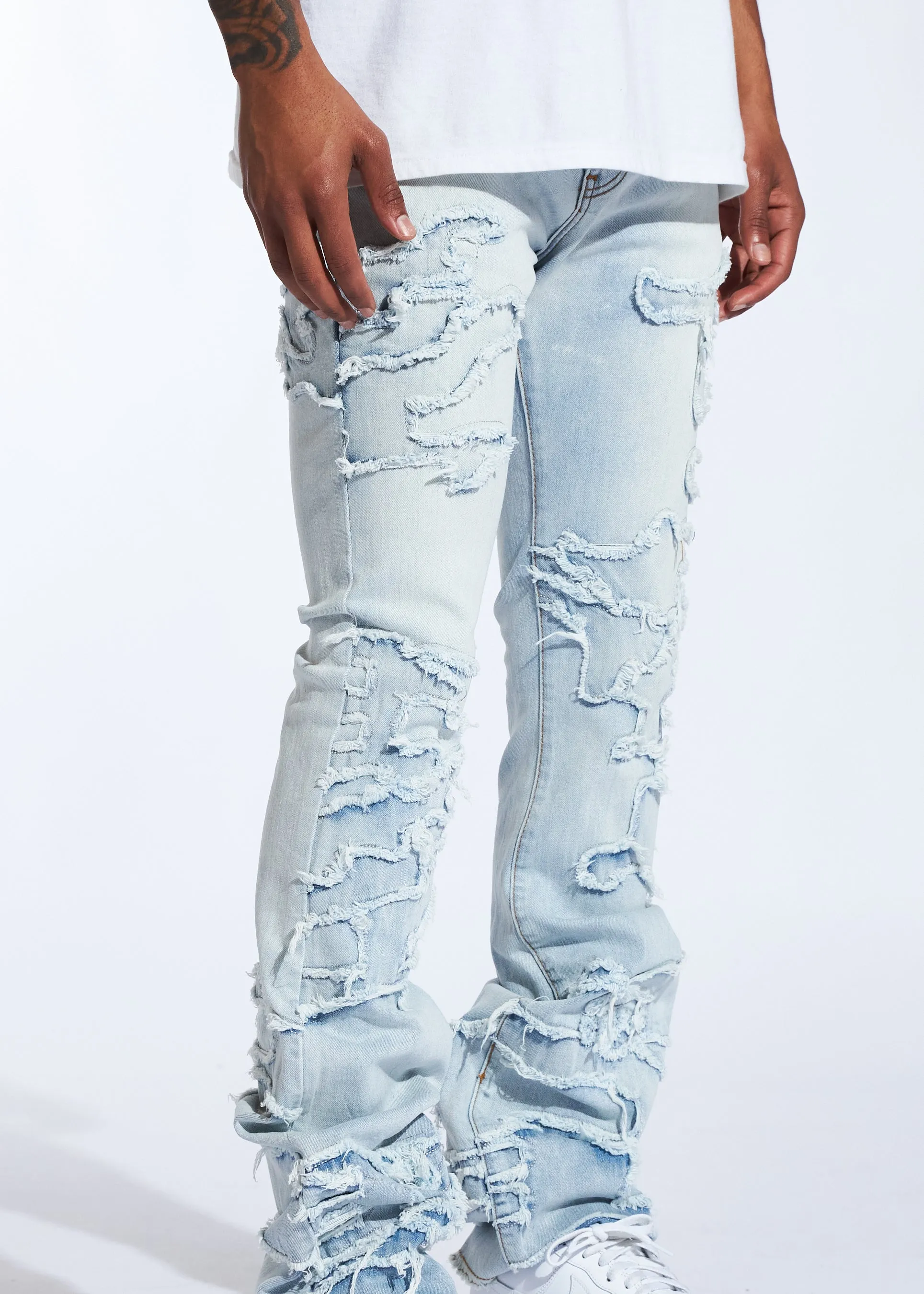 Raven Stacked Denim (Light Blue Distress)