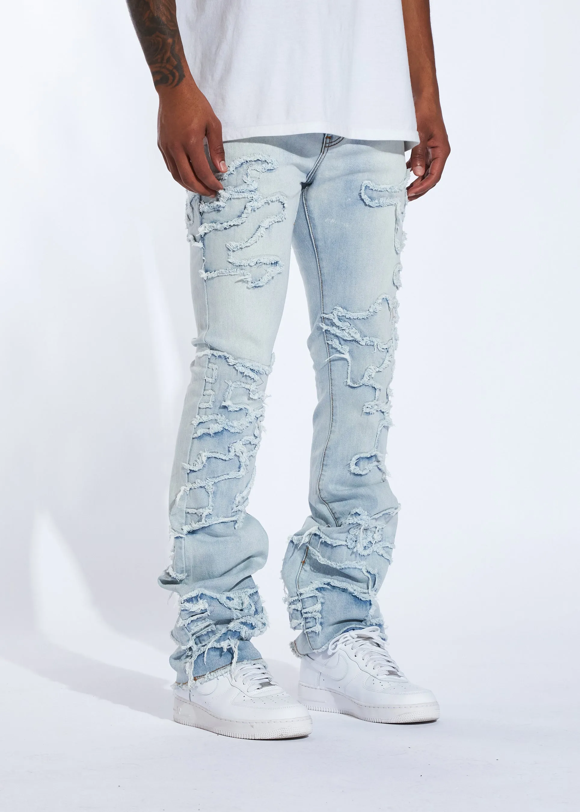 Raven Stacked Denim (Light Blue Distress)