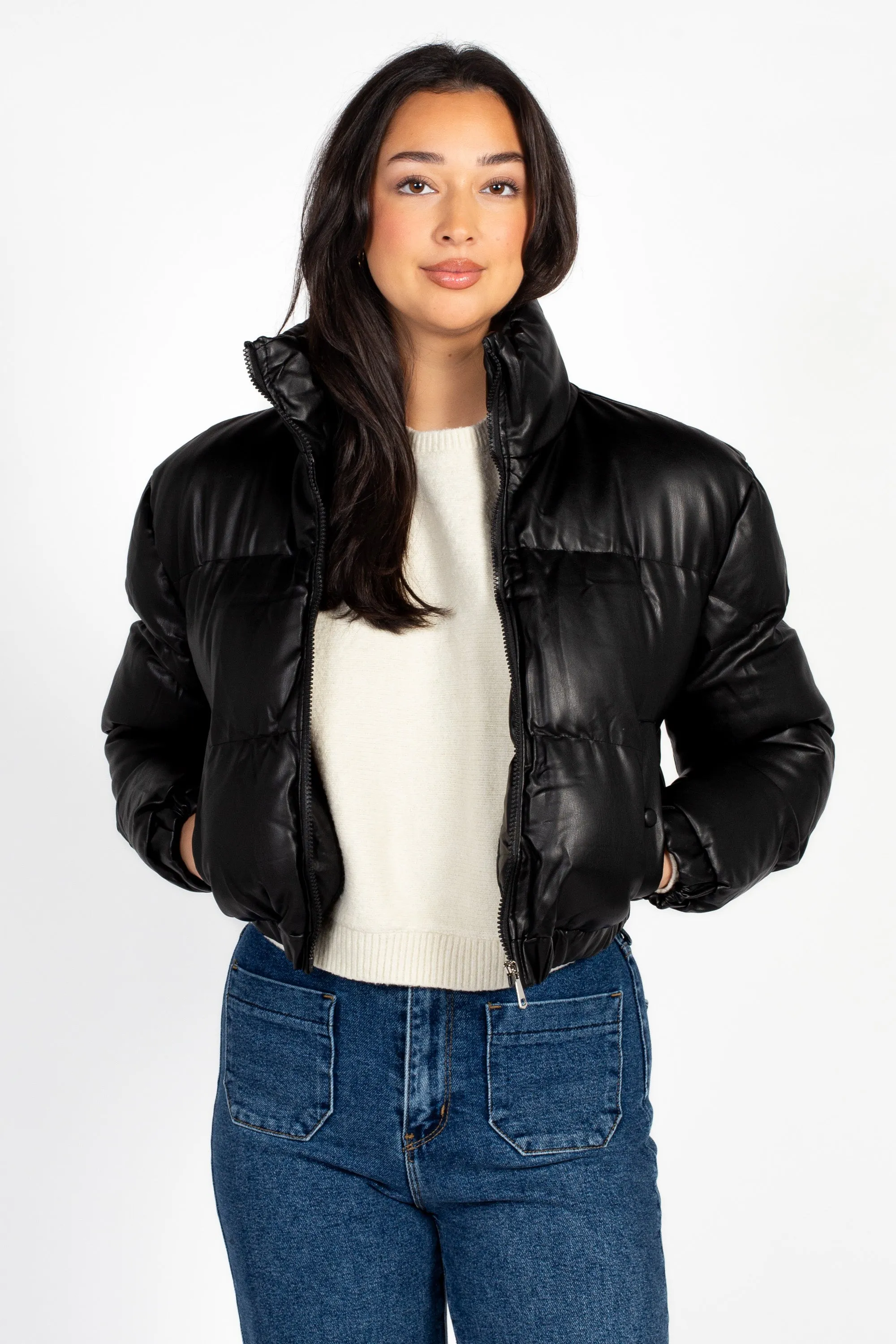 Rebel Faux Leather Bomber Jacket