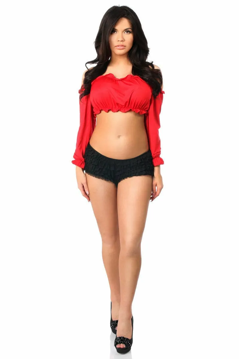 Red Long Sleeve Peasant Top