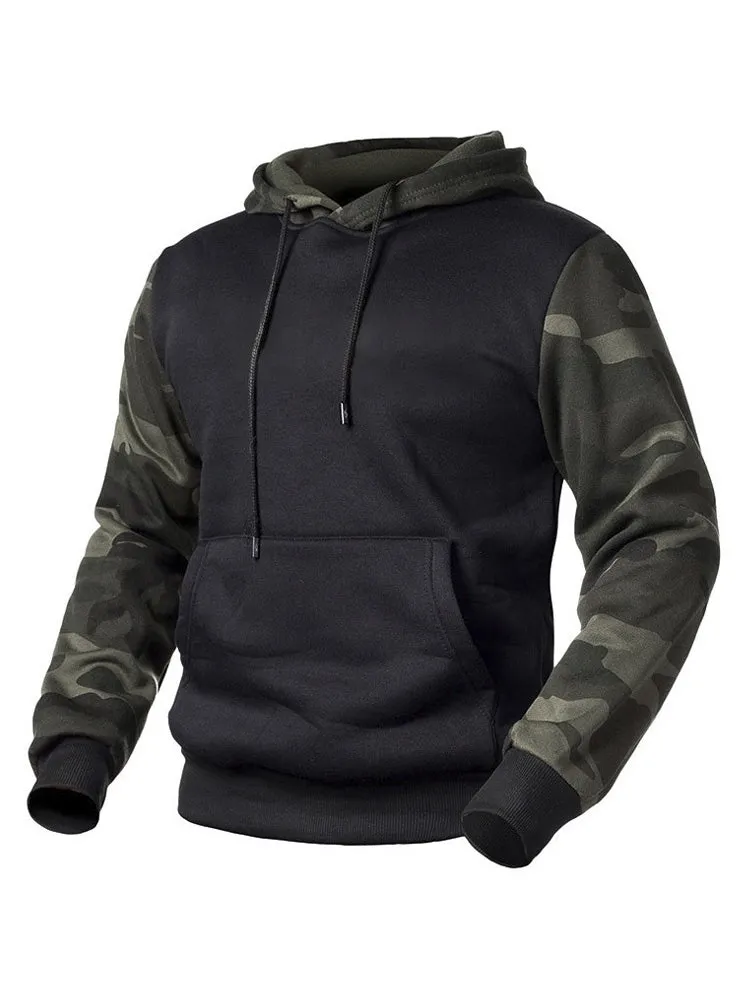 Retro Camouflage Color-Blocking Hoodies