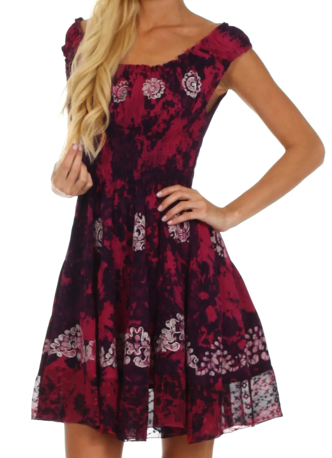 Sakkas Azura Gypsy Boho Peasant Batik Dress