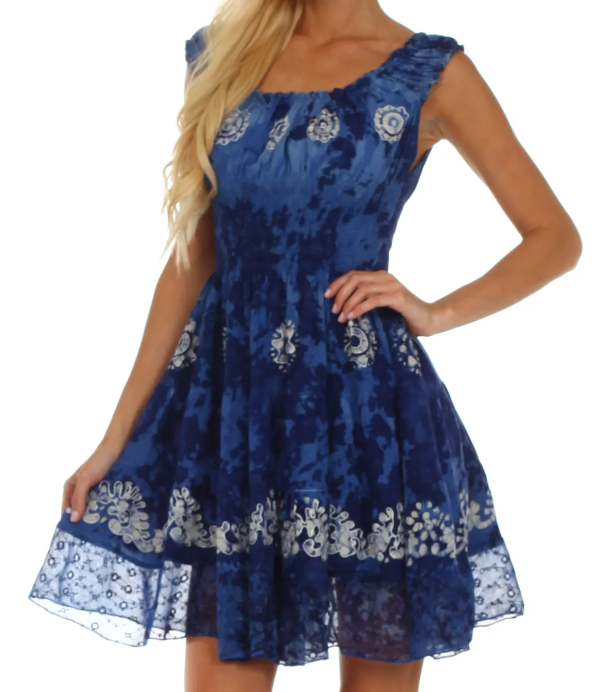 Sakkas Azura Gypsy Boho Peasant Batik Dress