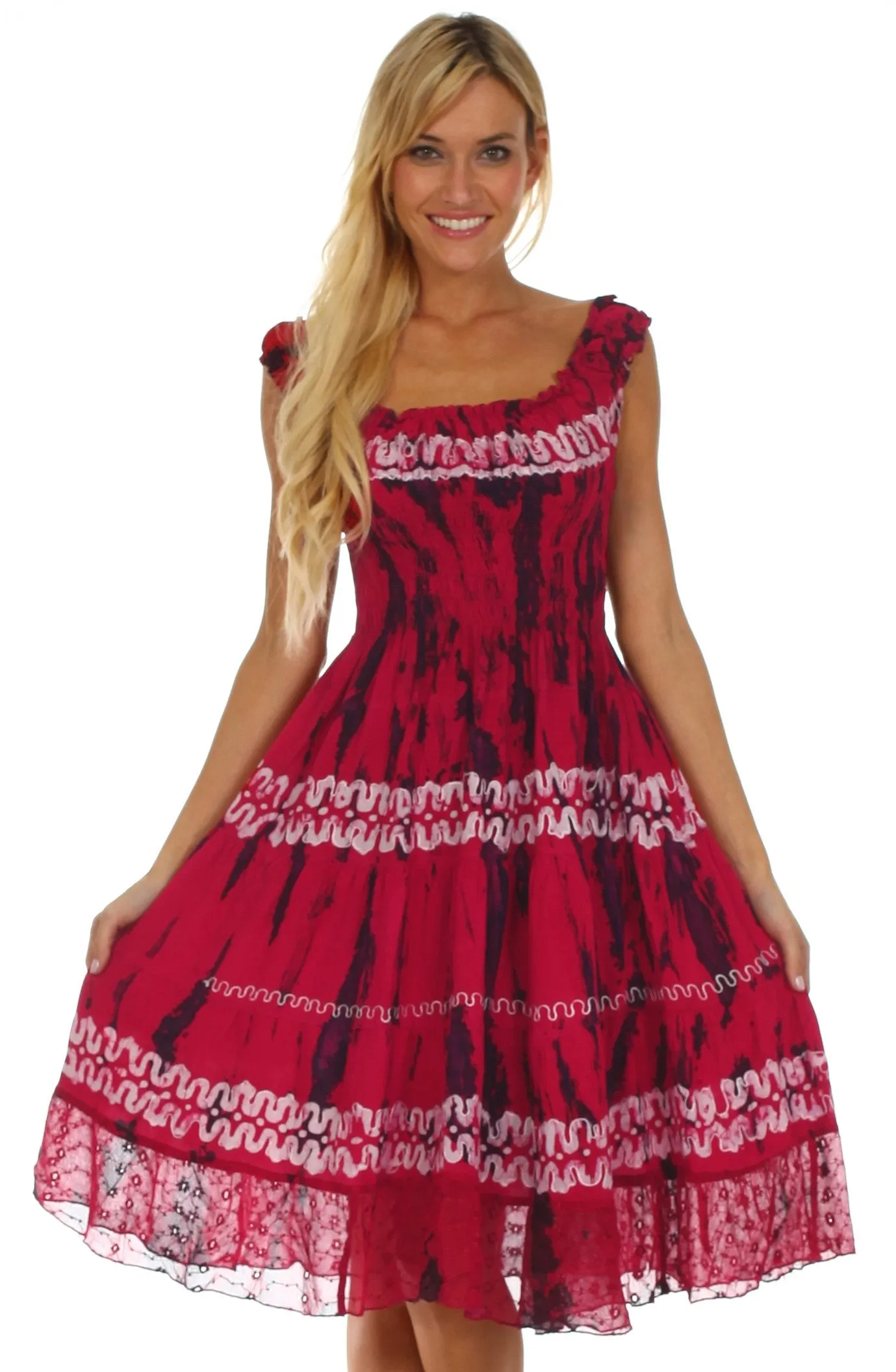 Sakkas Delilah Gypsy Boho Peasant Batik Dress