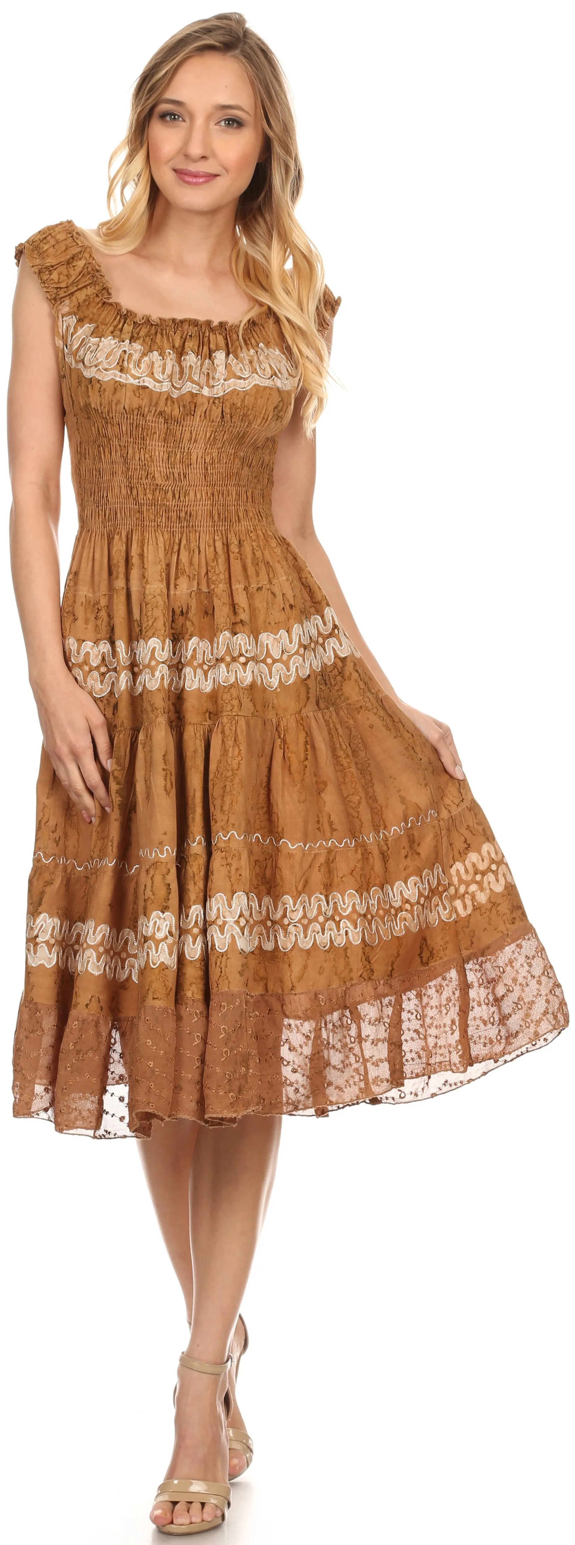 Sakkas Delilah Gypsy Boho Peasant Batik Dress