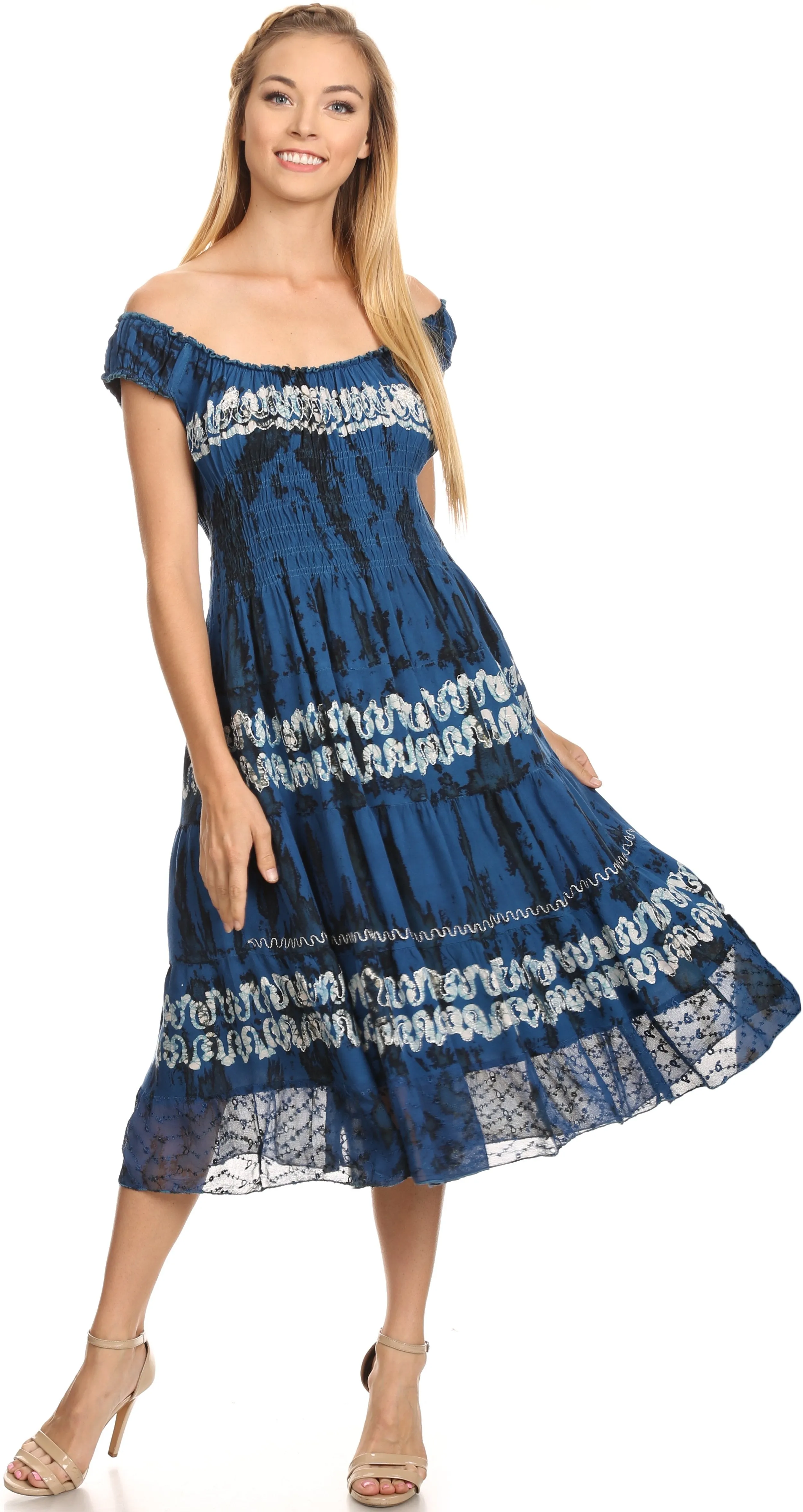 Sakkas Delilah Gypsy Boho Peasant Batik Dress