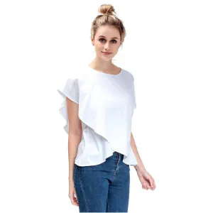 Short Sleeve White Chiffon Blouses Women Clothing Summer Woman Casual Blouse New Women Shirts female  (US 6-14)