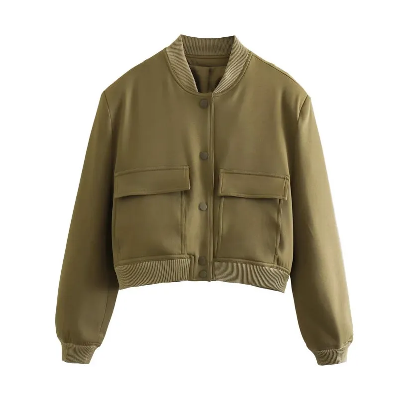 Smooth Finish Retro Bomber Jackets for Women