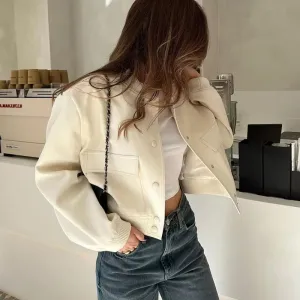 Smooth Finish Retro Bomber Jackets for Women